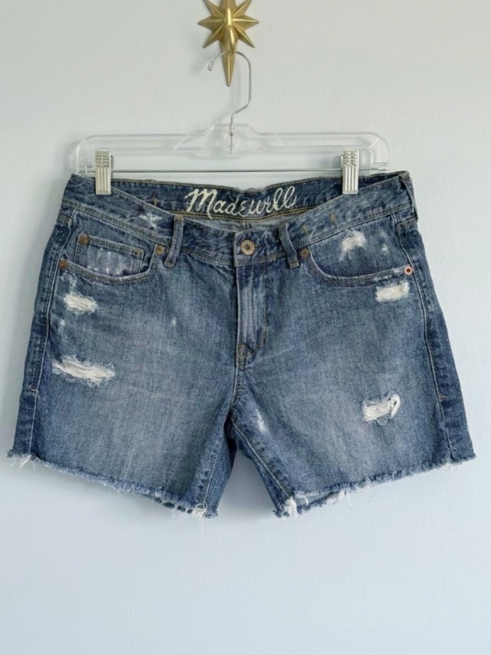 Madewell Distressed Denim Low Rise Blue Jean Cutoff Shorts